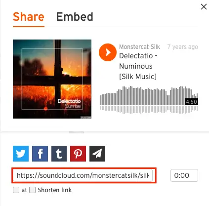 Copy Soundcloud track link